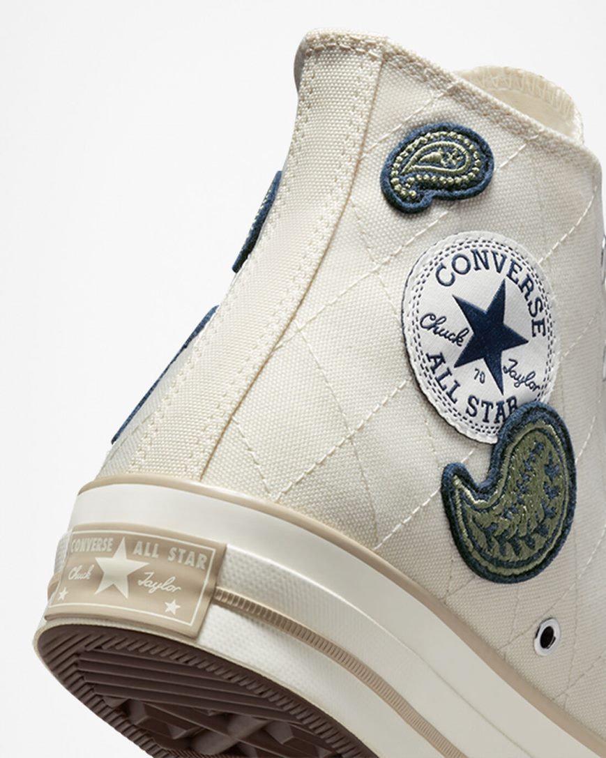 Dámské Boty Vysoké Converse Chuck 70 Crafted Patches Béžový Tmavě Blankyt Zelene | CZ ECRS65